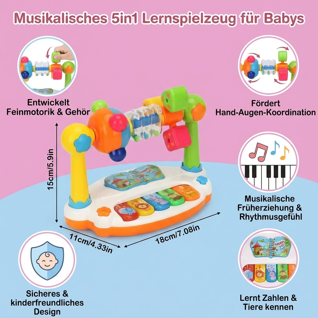 5in1 Lernspielzeug für Babys mit musikalischen Funktionen