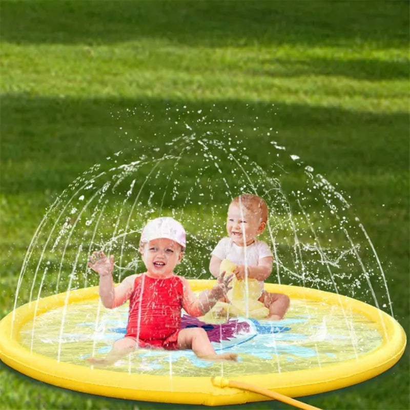 Aufblasbare Wassermatte für Kinder – Spritzmatte mit Haifisch-Motiv