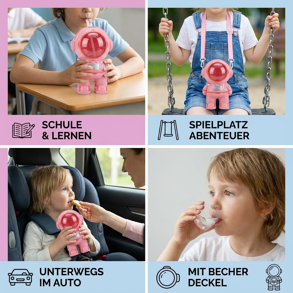 Trinkflasche für Kinder im Astronauten-Design