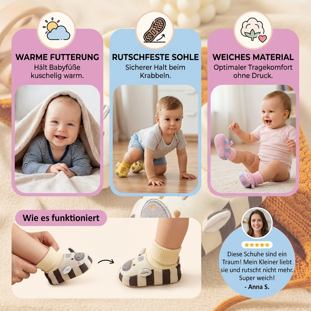 Bequeme Baby-Socken mit rutschfester Sohle – Warm und kuschelig