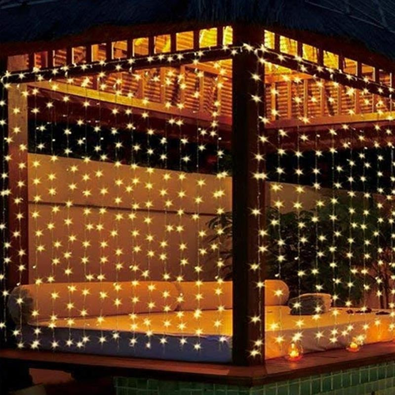 3m Lichtervorhang mit 300 Warmweißen LEDs