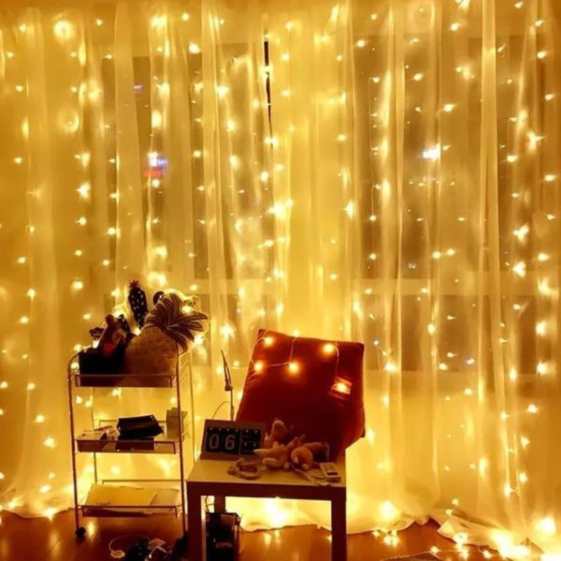 3m Lichtervorhang mit 300 Warmweißen LEDs