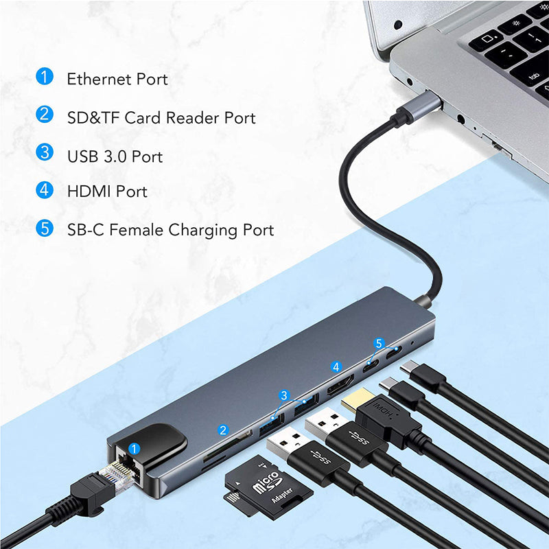 All-in-One Dockingstation mit 8 Anschlüssen | TechLink