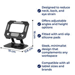 Verstellbarer Tablet-Ständer – Ergonomischer Komfort – Faltbares, rutschfestes Design – Ideal für Arbeit, Studium, Reisen und Videoanrufe