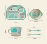 Kindergeschirrset mit Wolkenmuster – Teller, Schüssel, Becher & Besteck