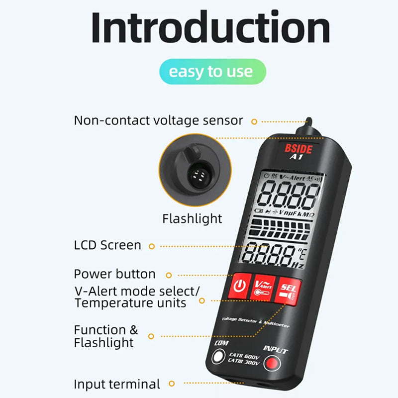 Intelligenter Spannungsdetektor mit LCD-Display und Multimeter-Funktion