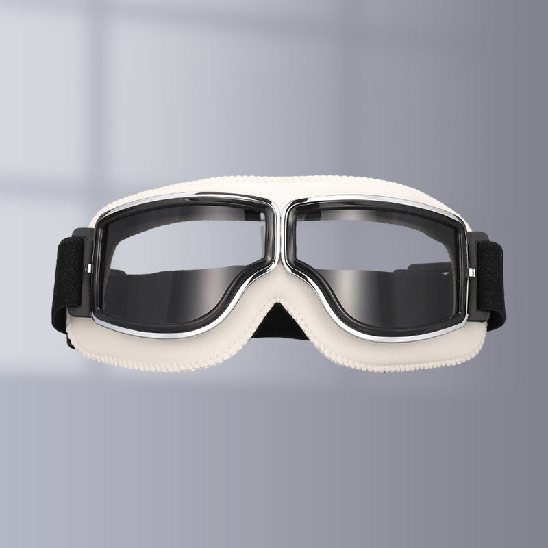Vintage Motorradschutzbrille mit wechselbaren Gläsern und Komfortpolsterung
