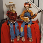 Lustige Duell mit lebhaften Banjo-Skeletten