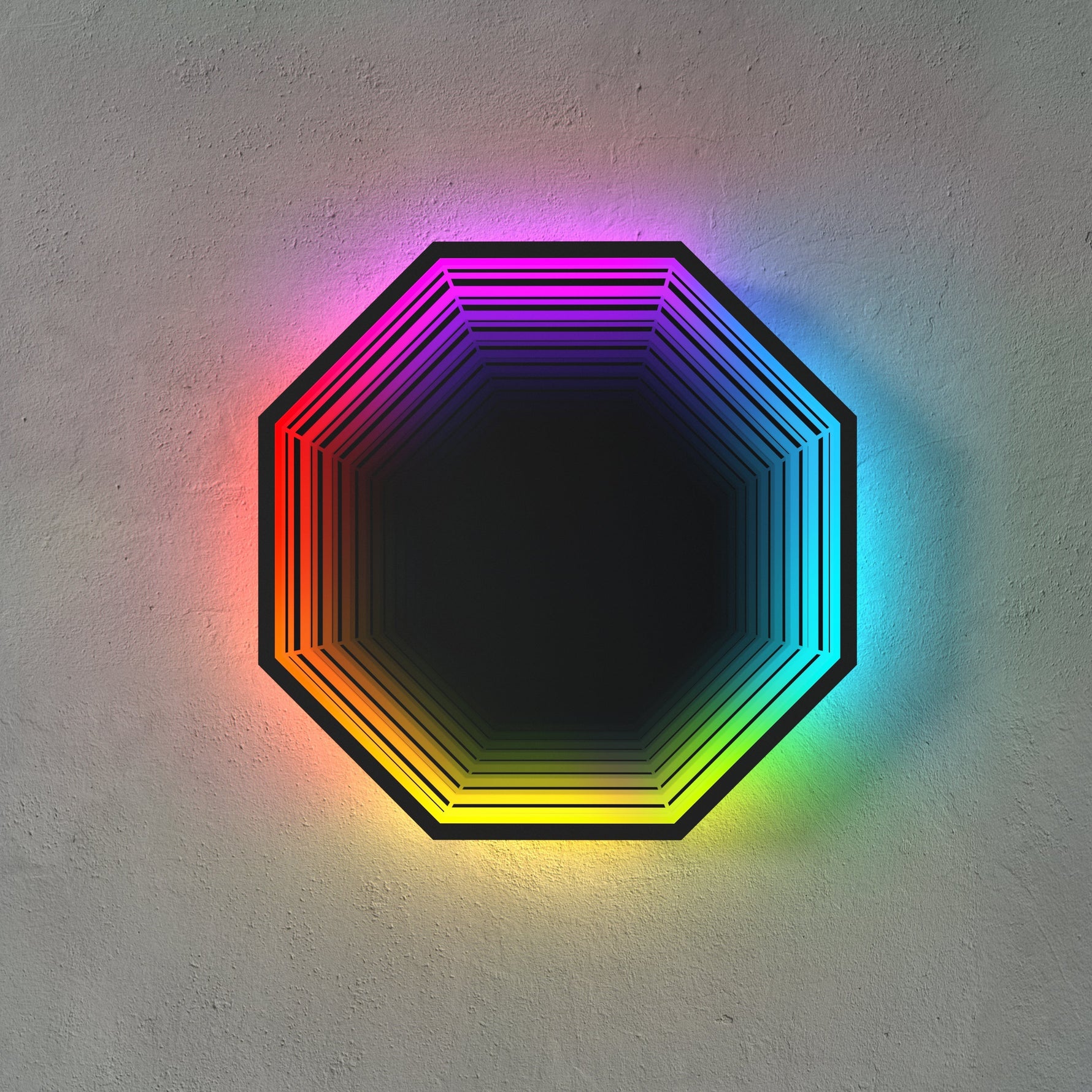 Elegant 3D Mirror with Color-Changing Lighting