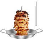 Stainless Steel Vertical Rotisserie Skewer | Perfect Meat Holder with Drip Tray | Set of 3 Skewers (20–30 cm)