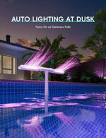 Solarbetriebene Poolfontäne mit RGB-LED-Beleuchtung – Doppelbogen, Fernbedienung
