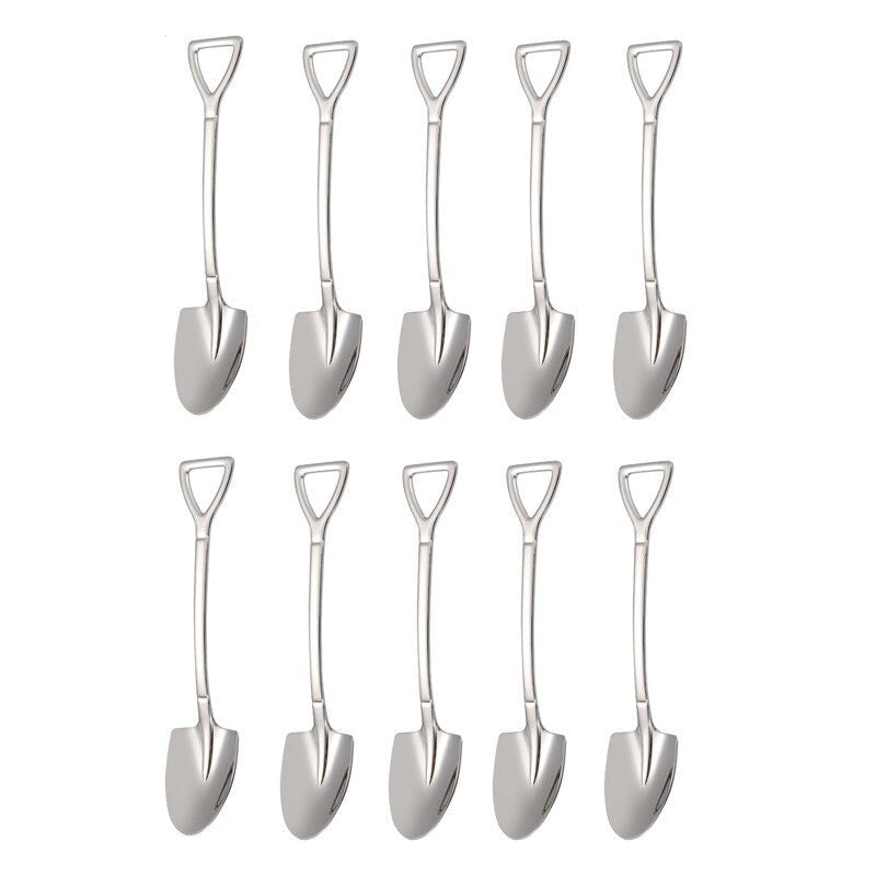 10-teiliges Set eleganter Edelstahl-Kaffeelöffel