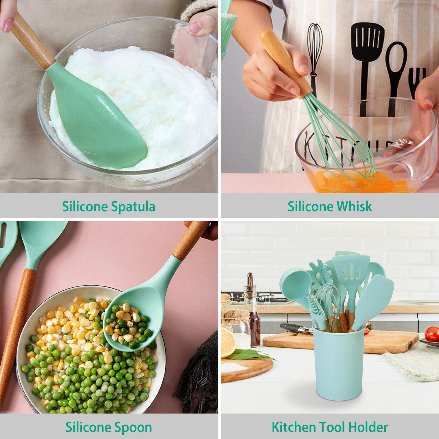 Practical 11-piece silicone kitchen utensil set