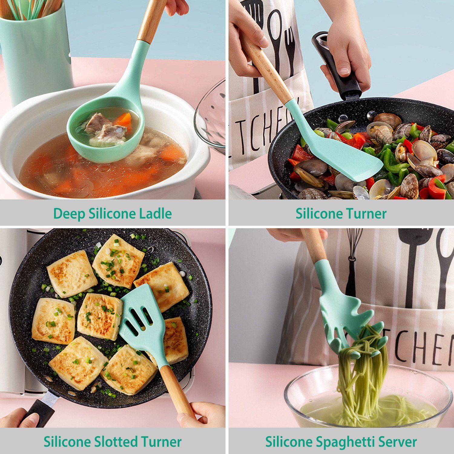Practical 11-piece silicone kitchen utensil set