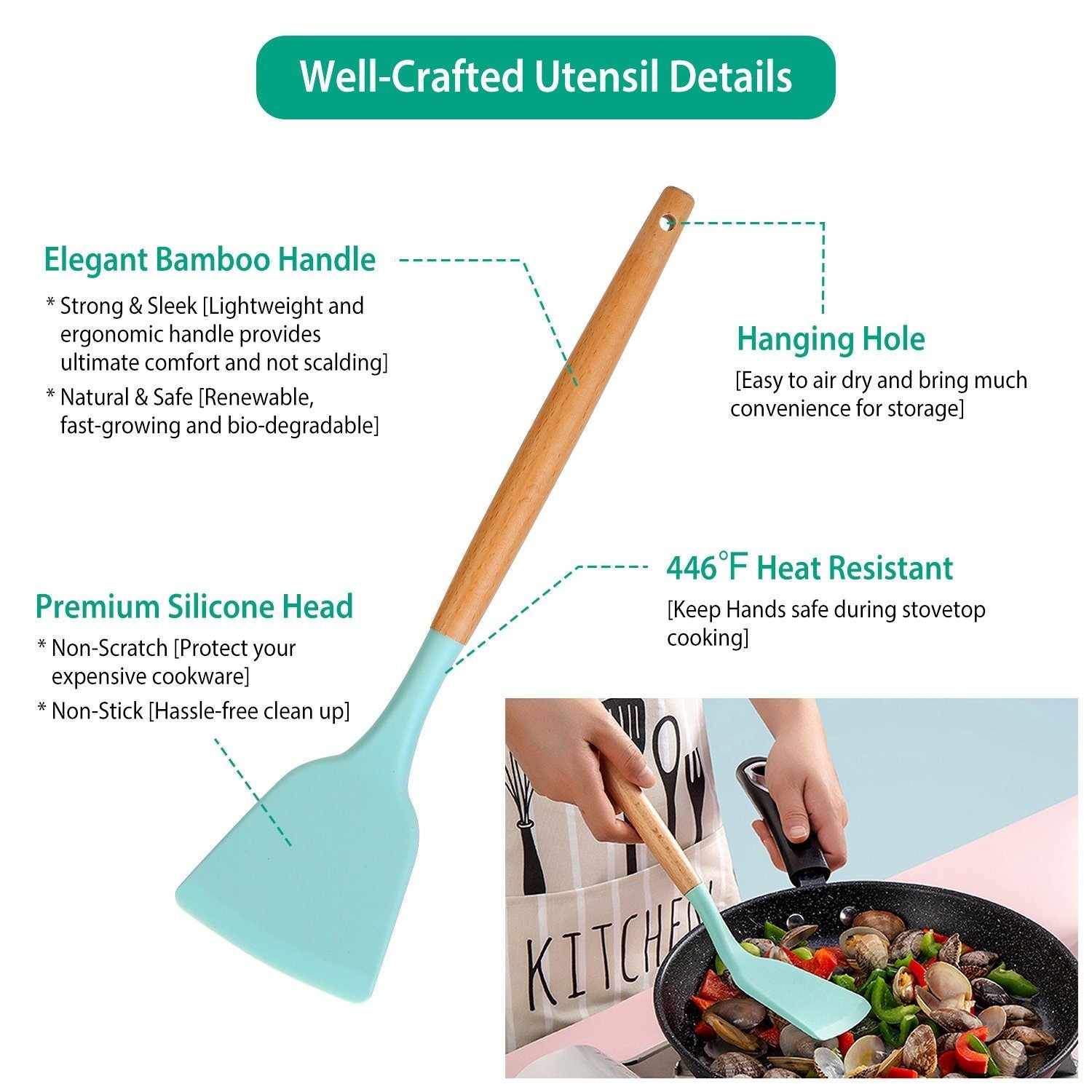 Practical 11-piece silicone kitchen utensil set