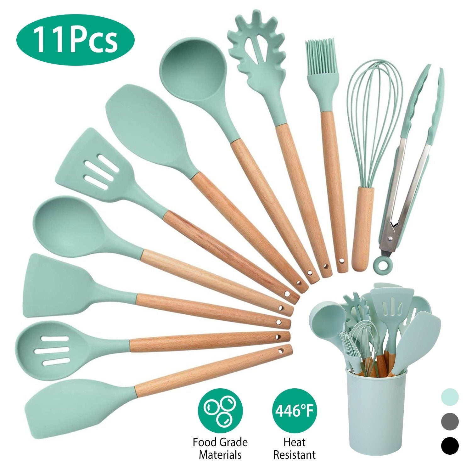 Practical 11-piece silicone kitchen utensil set