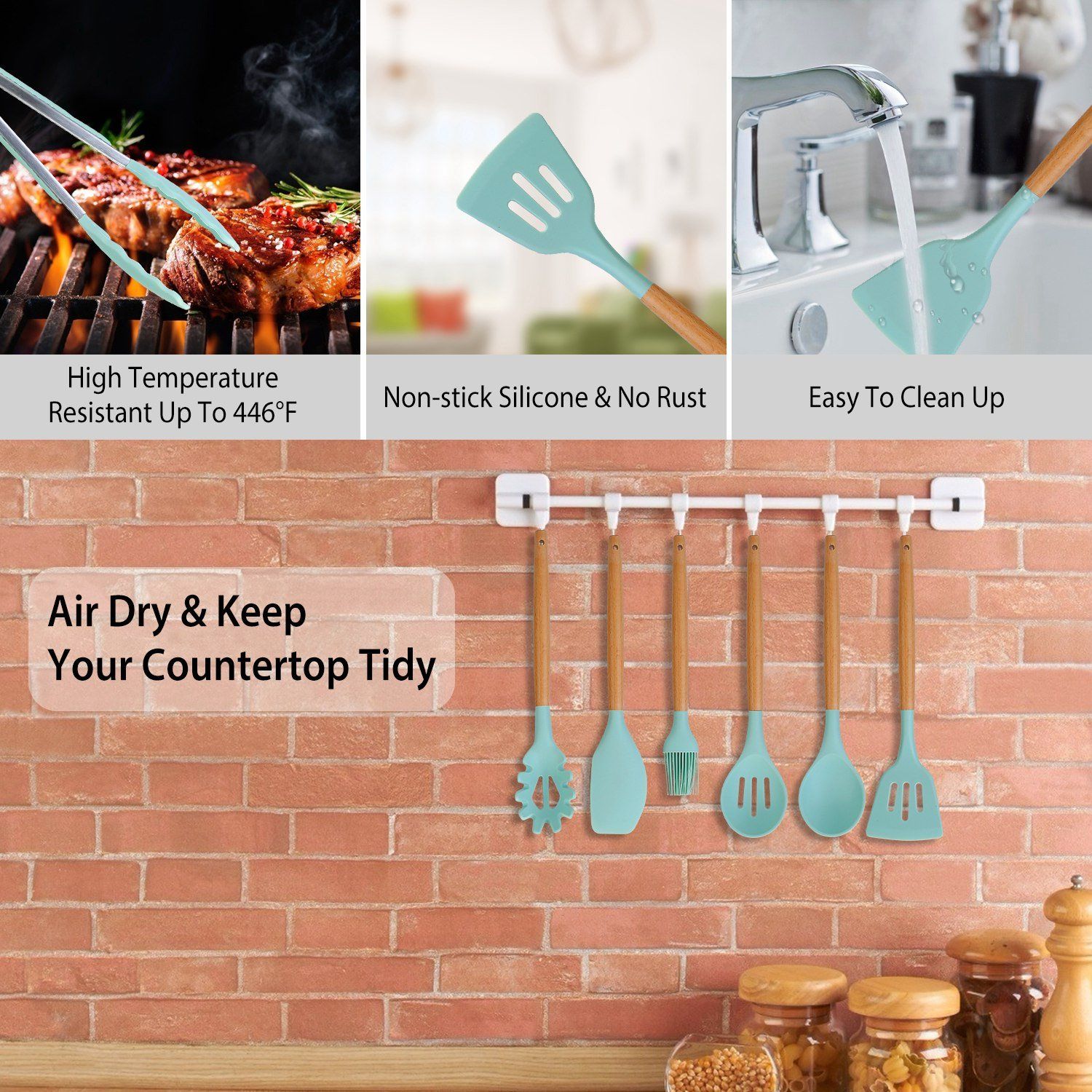 Practical 11-piece silicone kitchen utensil set