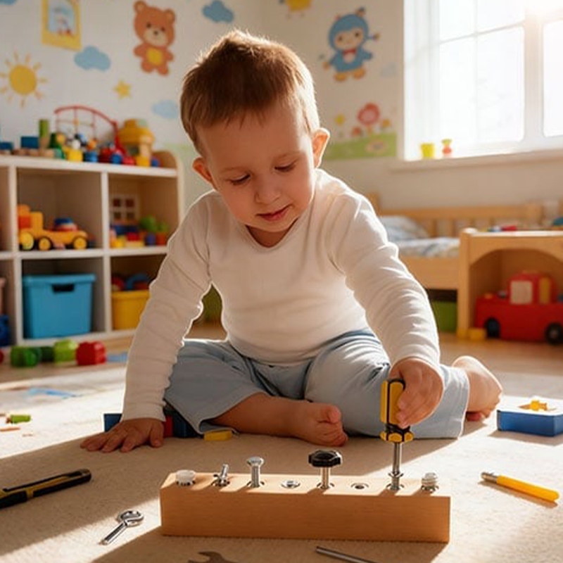 Lernspielbrett aus Holz für Kinder – 8 verschiedene Befestigungen