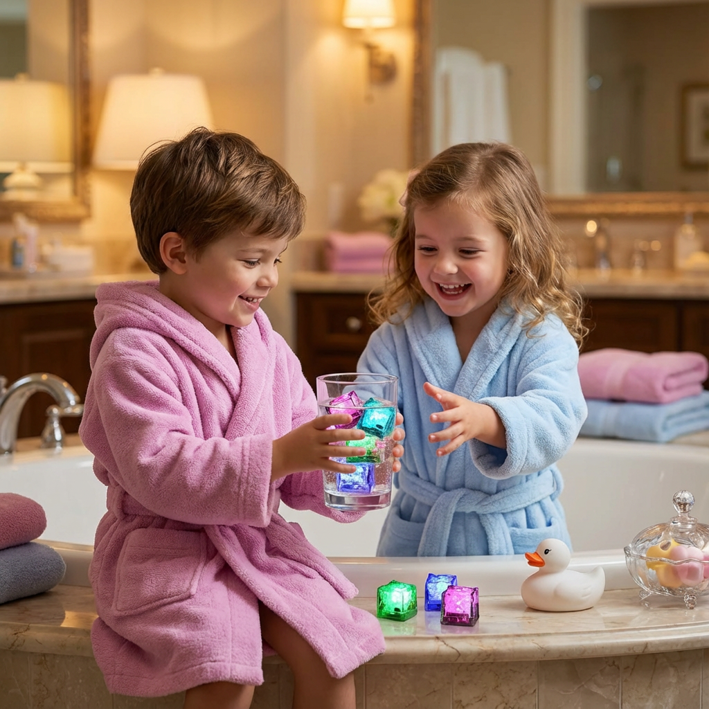 Badewürfel Spielzeug für Kinder – 6 Stück mit Leuchteffekt