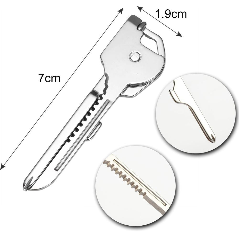 Multifunktionales 6-in-1 Schlüsselanhänger Werkzeug – Faltbares Mini-Tool aus Edelstahl mit Flaschenöffner