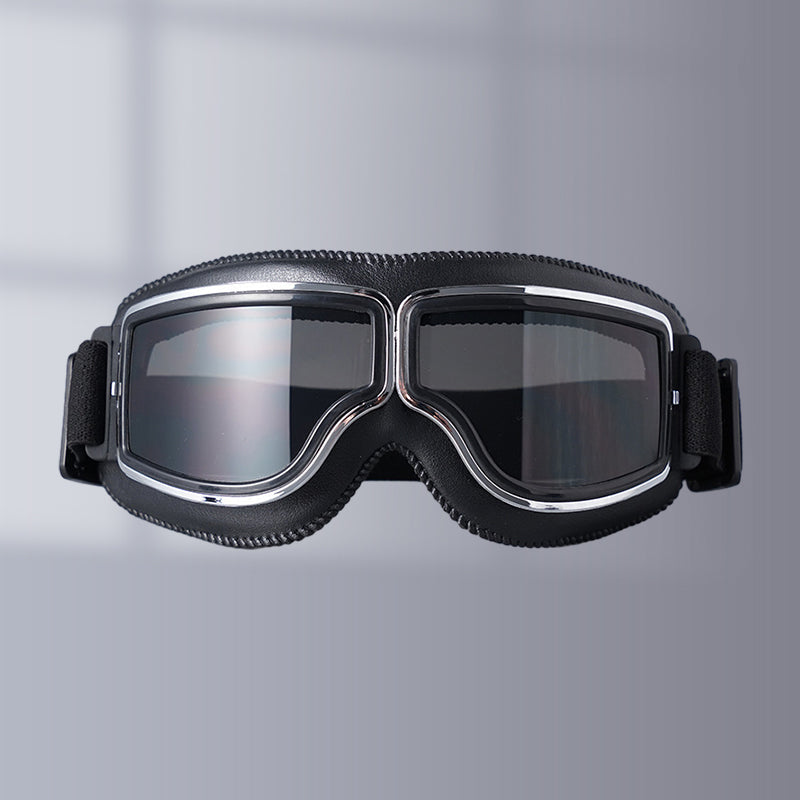Vintage Motorradschutzbrille mit wechselbaren Gläsern und Komfortpolsterung