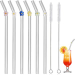 Elegante wiederverwendbare Glasstrohhalme mit Reinigungsbürste – 6er Set