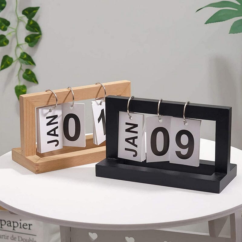 Schreibtischkalender aus niederländischem Teakholz