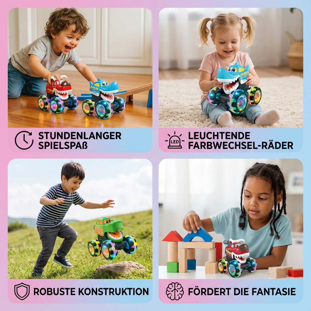 Strahlende Spielzeugmonstertrucks für Kinder