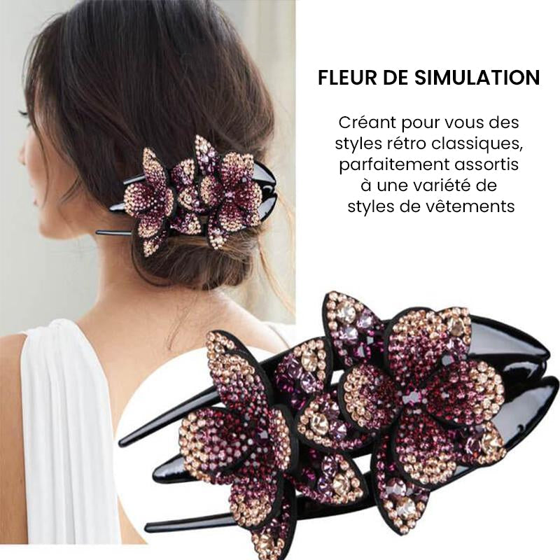 Elegante Doppelte Blüten-Haarnadel | GlamourClip