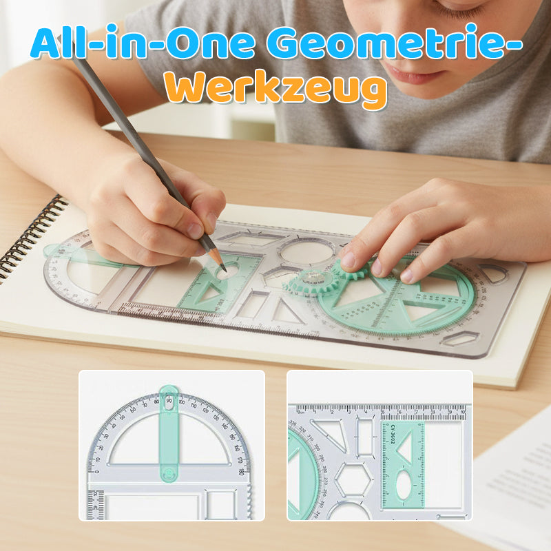 Vielseitiger Geometrie-Lineal mit drehbarem Winkelmesser