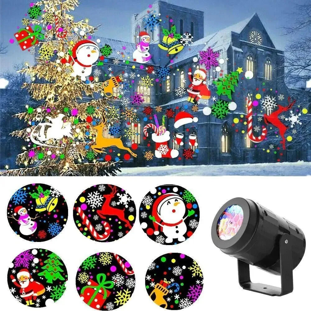 LED Weihnachtsprojektor Schneeflockenlicht – Wasserdichte Außenlampe mit 16 Motiven