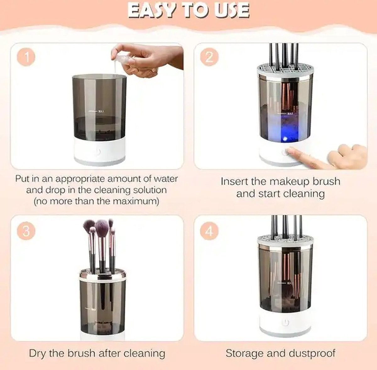 Automatischer Make-up-Pinselreiniger – 3-in-1 tragbar und wiederaufladbar