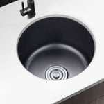 Eleganter Schwarzer Rundspülbecken aus Edelstahl mit Korbfilter