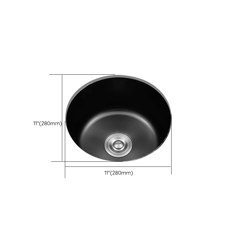 Eleganter Schwarzer Rundspülbecken aus Edelstahl mit Korbfilter