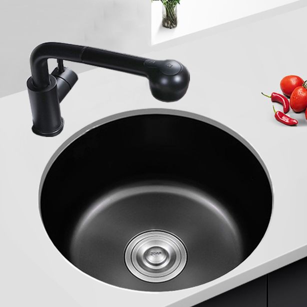 Eleganter Schwarzer Rundspülbecken aus Edelstahl mit Korbfilter