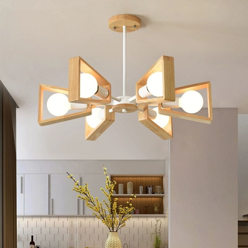 Holz-Sputnik-Lampe für ein modernes Wohnambiente