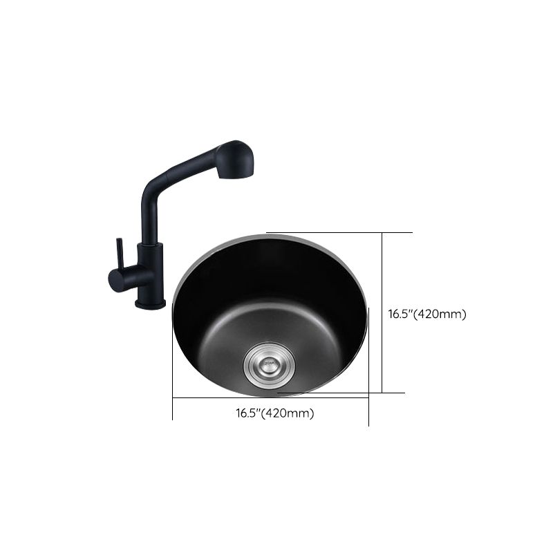 Eleganter Schwarzer Rundspülbecken aus Edelstahl mit Korbfilter