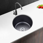 Eleganter Schwarzer Rundspülbecken aus Edelstahl mit Korbfilter