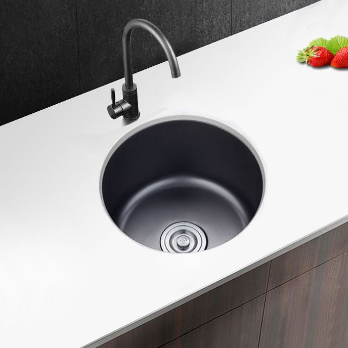 Eleganter Schwarzer Rundspülbecken aus Edelstahl mit Korbfilter