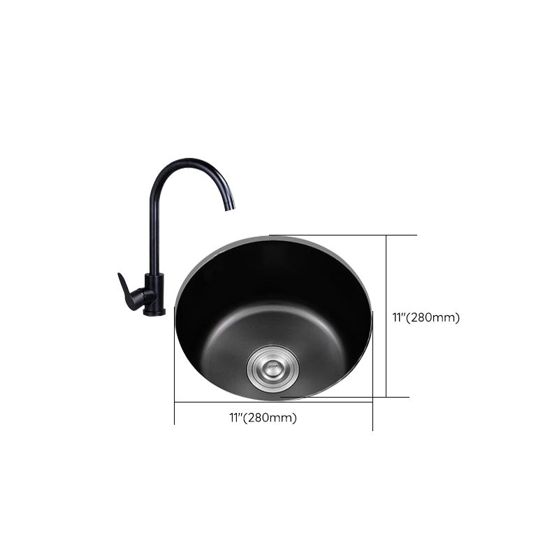 Eleganter Schwarzer Rundspülbecken aus Edelstahl mit Korbfilter