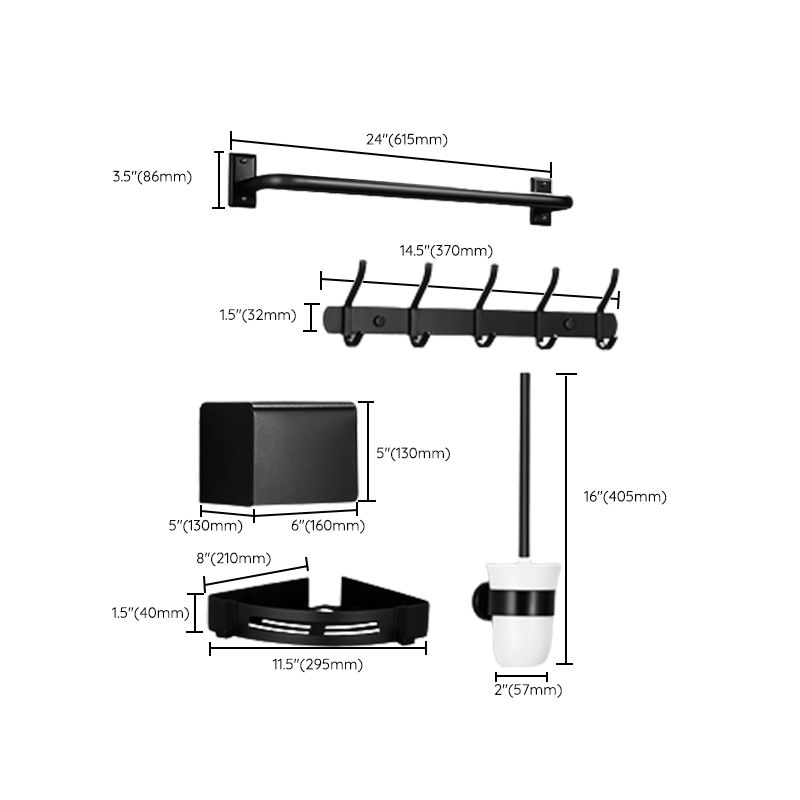 Elegantes Badezimmer-Accessoire-Set in Matt Schwarz