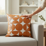 Elegant faux leather cushion cover with a modern geometric pattern