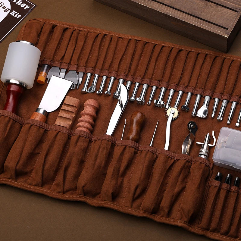 Vielseitiges Lederhandwerker-Set | 92 oder 27 Teile | Inklusive robuster Fäden & professioneller Werkzeuge