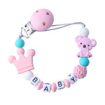 Schnullerclip für Babys mit Bären- und Kronenmotiv