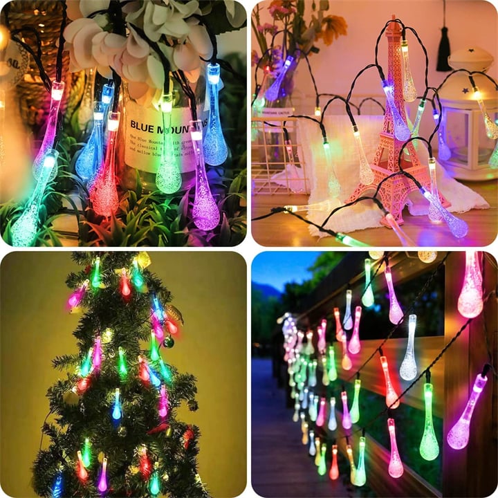 Solar-Lichterkette mit Wassertropfen-Design – 8 Modi