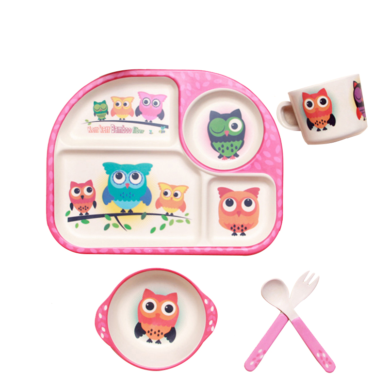 Kindergeschirrset mit Wolkenmuster – Teller, Schüssel, Becher & Besteck
