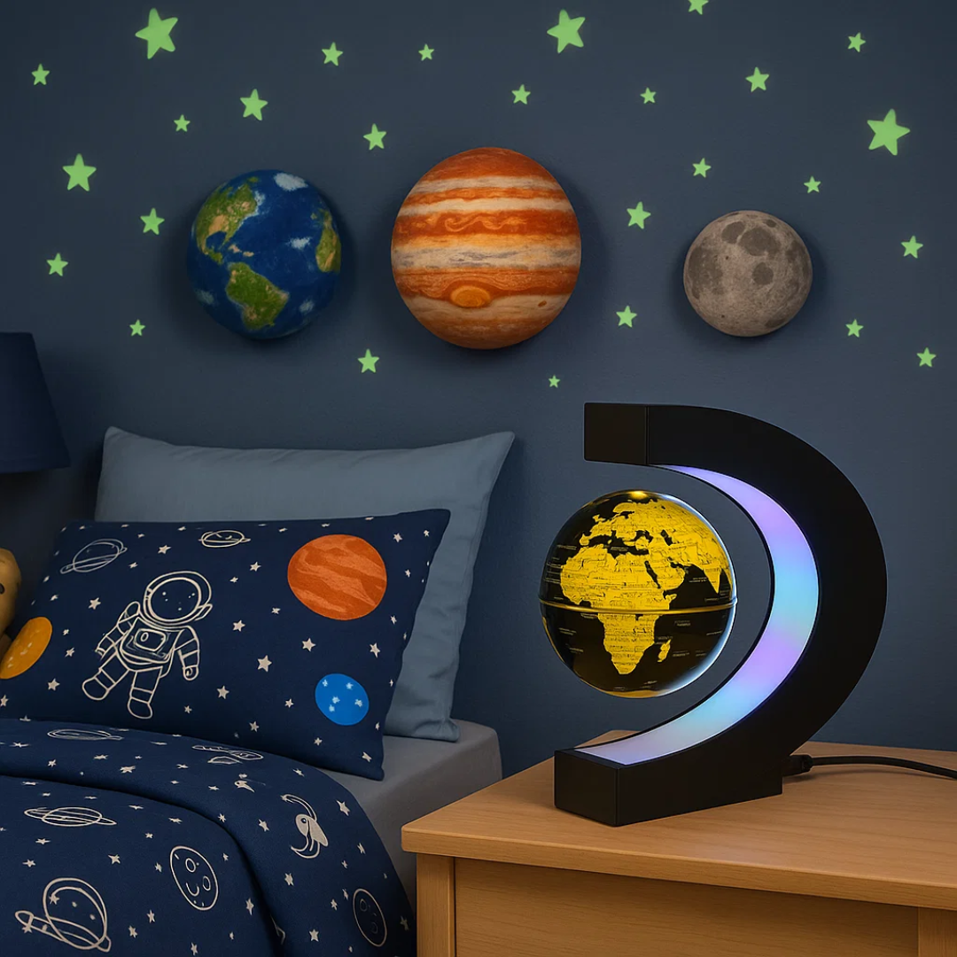 AstroGlobus LED Weltkugel – Schwebende Globenlampe mit magnetischer Aufhängung