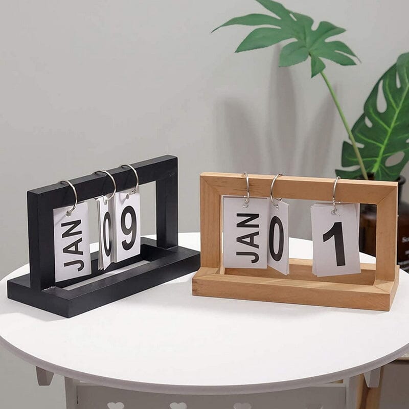 Schreibtischkalender aus niederländischem Teakholz