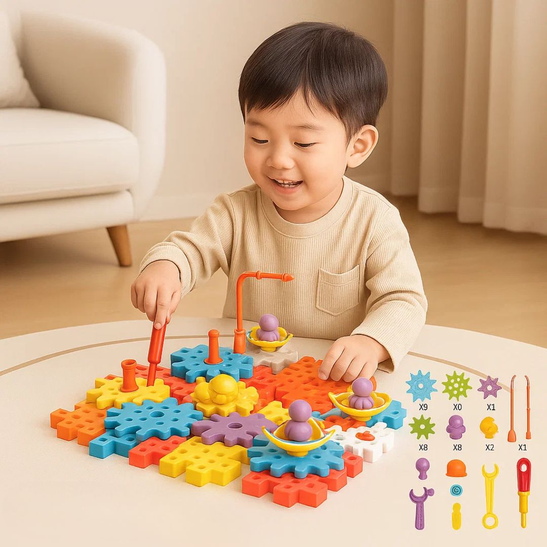 3D Zahnradspiel und Puzzle-Steine nach Montessori-Methode