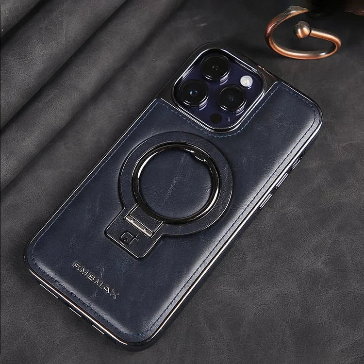 Elegante Lederhülle für iPhone mit Magnetständer – Stilvolle Sicherheit